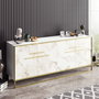 Hanah Home Polka - White Consola de Mármol Dorado y Blanco